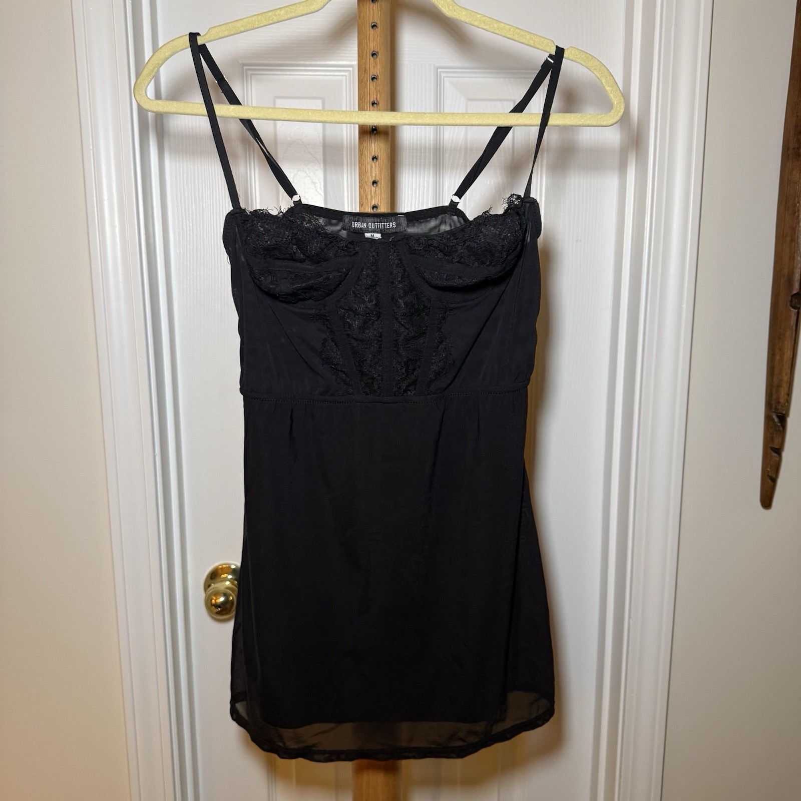 Urban Outfitters Womens Medium Bustier Brenna Mini Corset Dress Black Lace Mesh