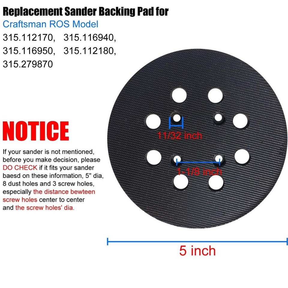 5" Hook and Loop Replacement Sander Pad for Craftsman 315 Model Random ...