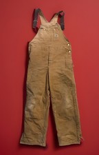 VTG Carhartt Overalls 34x31 Brown Insulated Bib Quilted Double Knee Union Made