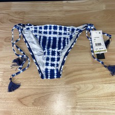 La Blanca Side Tie Bikini Bottom Blue White Side Ties Size 10