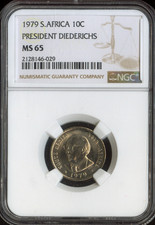 1979 South Africa 10 Cents NGC MS65 Presidents Diederichs Quality
