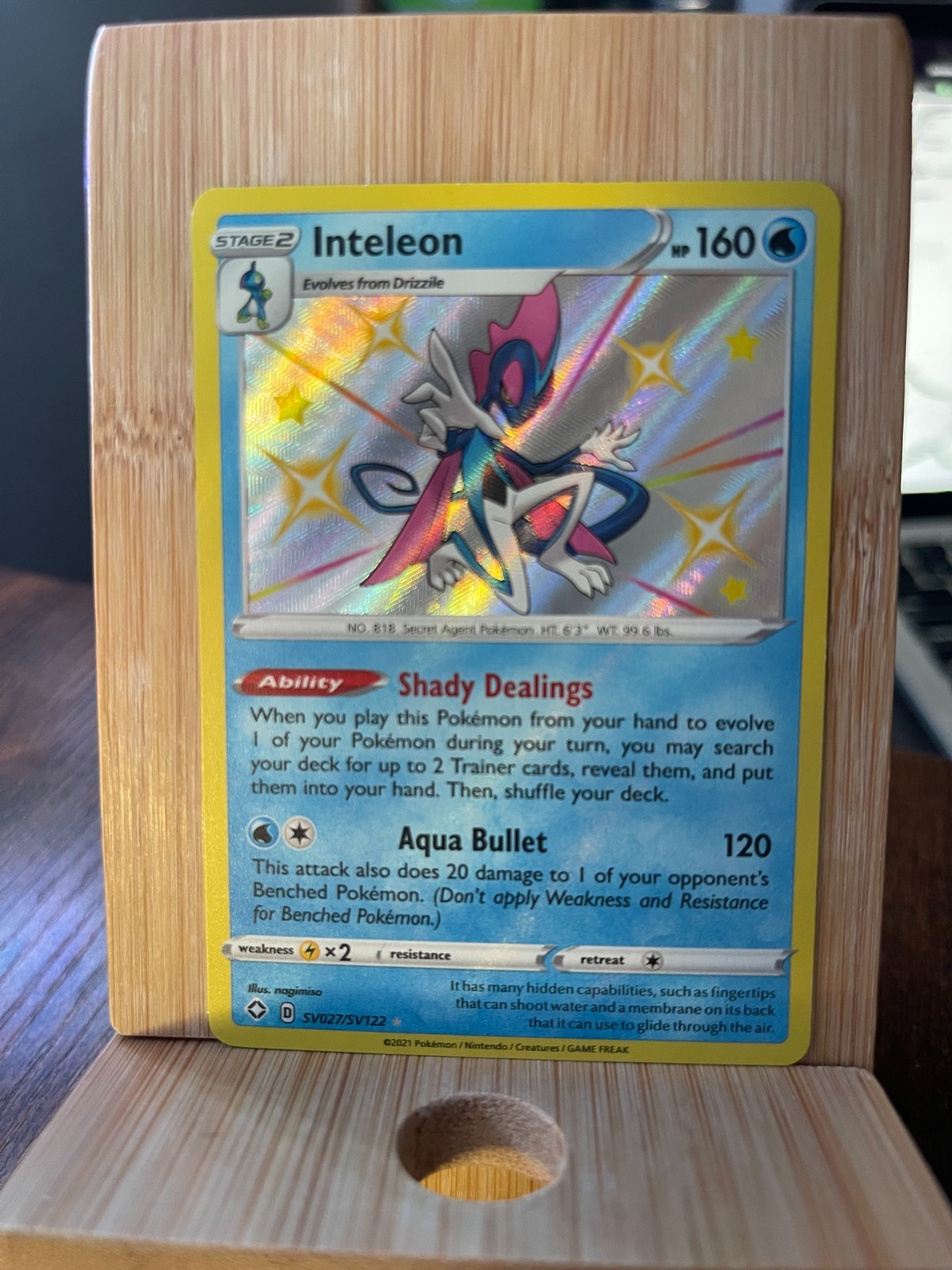 Pokemon TCG Inteleon Shiny Holo Rare Shining Fates: Shiny Vault SV027/SV122 NM
