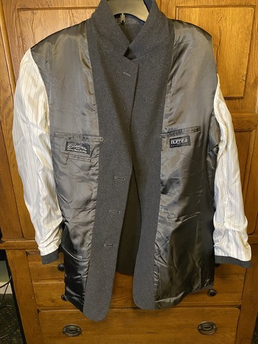 Cashmere Blend Gianfranco Ruffini Italy Collection Mens Gray Suit Coat Soft - Picture 14 of 15