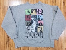 Taylor Swift The Eras Tour Sweatshirt Gray Graphic Crewneck Size Large
