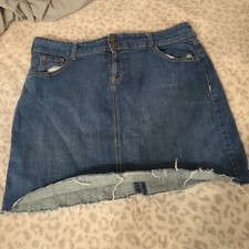 Women's Size 16 Old Navy Blue Jean Zip/Button Up Skirt With Pockets  Back Slit