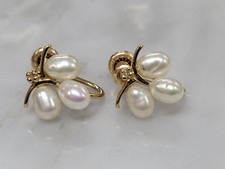 Genuine Freshwater Pearl 14K Yellow Gold Screw-Back Earrings 2.9grams CS-476