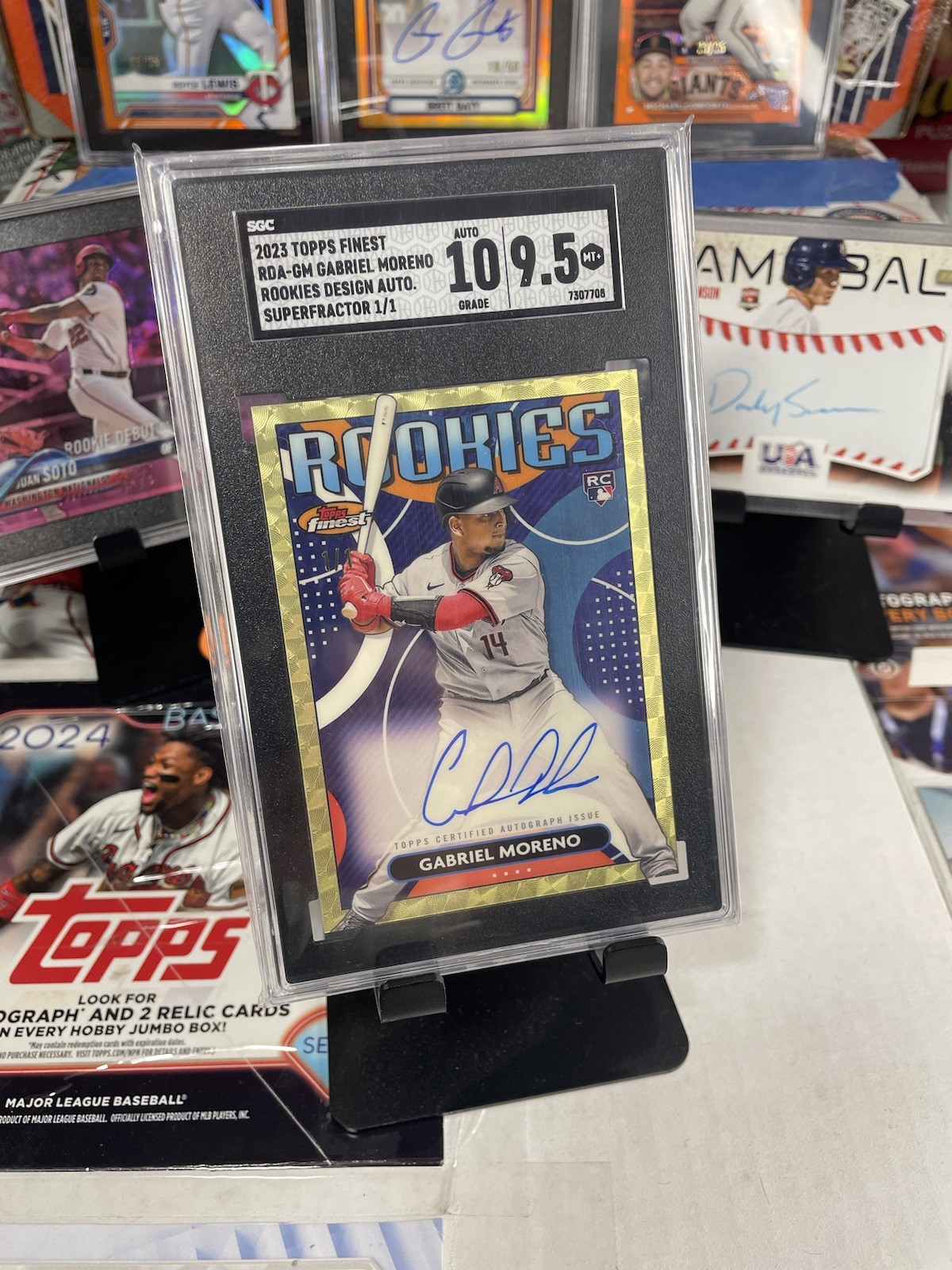 Gabriel Moreno 2023 Topps Finest Rookies 1/1 Superfractor Auto SGC 10/9.5 view 2