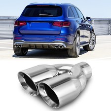 2.5" Inlet 2x3.5" Outlet Exhaust Tip Stainless For Mercedes Benz GLC43 GLC63 AMG