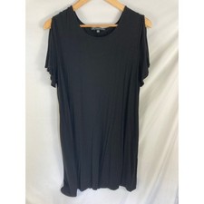 Adrianna Papell Flutter Sleeve Black Comfortable Midi Dress Size Large