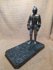 Vintage Knight Armor Table Lighter Marble Base  Pat. No. 84335 Flint 1920s-1940s