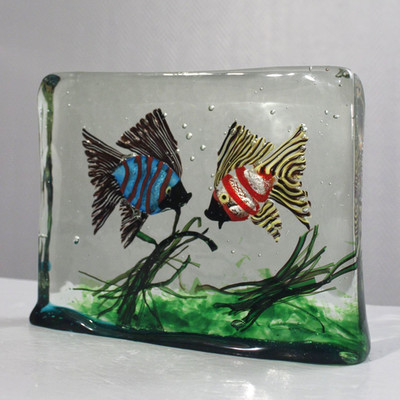 5,5 Kg Große Skulptur Aquarium Alfredo Barbini Cenedese Murano 70er Jahre