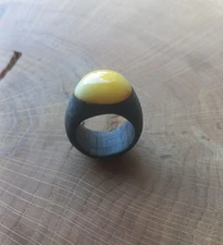 Ring Genuine BALTIC AMBER Landscape Bog Oak 3.3g