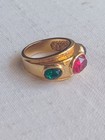 Etruscan Ring Gold Plated Ruby Emerald Sapphire Simulated Stones Sz 6 High End — photo 4