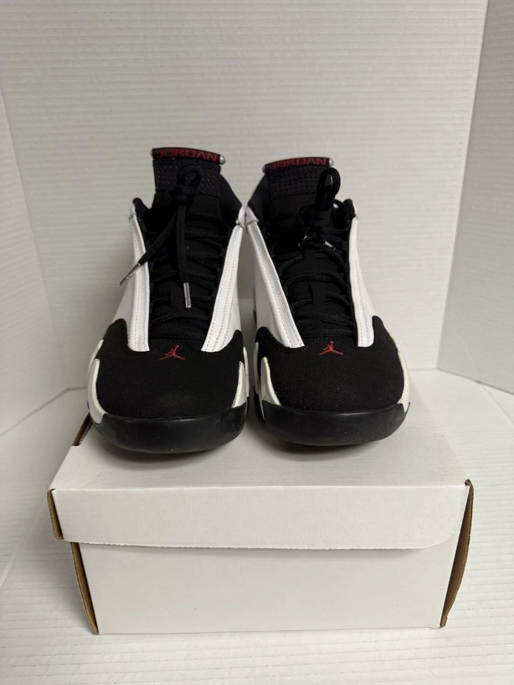 10.5 码 - Air Jordan 14 复古 2014 黑色鞋头麂皮绒皮革 (487471-102) — 第 3/4 张图片