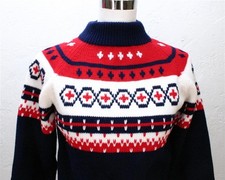 VTG 60's 70's JCPenney Towncraft UGLYnordic ski knit Norwegian sweater Sz Small