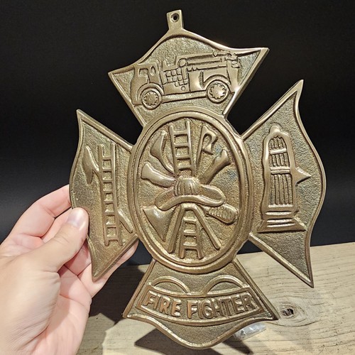 Antique Vintage Style Brass Fire Fighter Plaque Fire Mark Sign - Picture 2 of 11