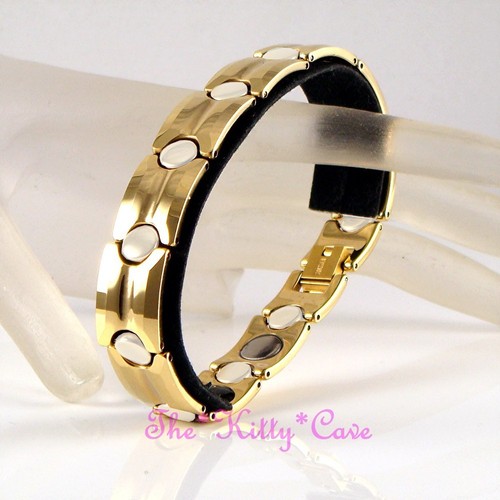 Magnétique Tungstène Bio Arthrite Soulagement Sport Santé 24K Plaqué Or Bracelet - Imagen 8 de 12