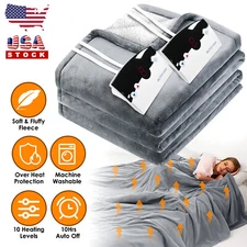 Electric Heated Blanket Ultra Soft Fleece Throw Twin Full Queen King 4 Sizes