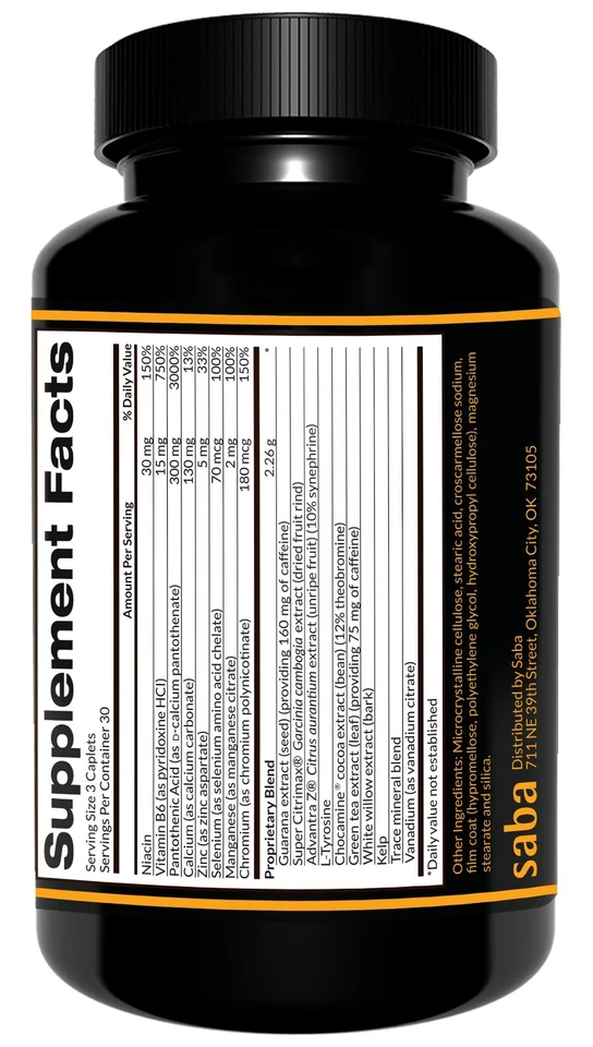 Saba AM - 300 quemador de grasa termogénico - pérdida de peso - potenciador de energía - píldoras Foto 2 de 4
