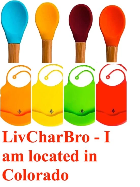 8 Piece Feeding Set 4 Silicone Spoons & 4 Silicone Baby Bibs Colorful
Opens in a new window or tab