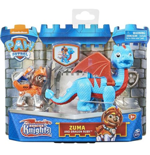 PAW PATROL RESCUE KNIGHTS ZUMA & DRAGON RUBY ACTION FIGURES SET SPIN MASTER NEW