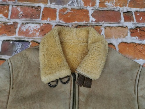 *CHARLES CHEVIGNON LAMMFELL B3 VINTAGE LEDERJACKE*SHEARLING*BEIGE*GR: S*RARITÄT - Bild 2 von 8