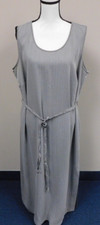 Norton McNaughton Woman Black & White Striped Maxi Dress with belt  2X