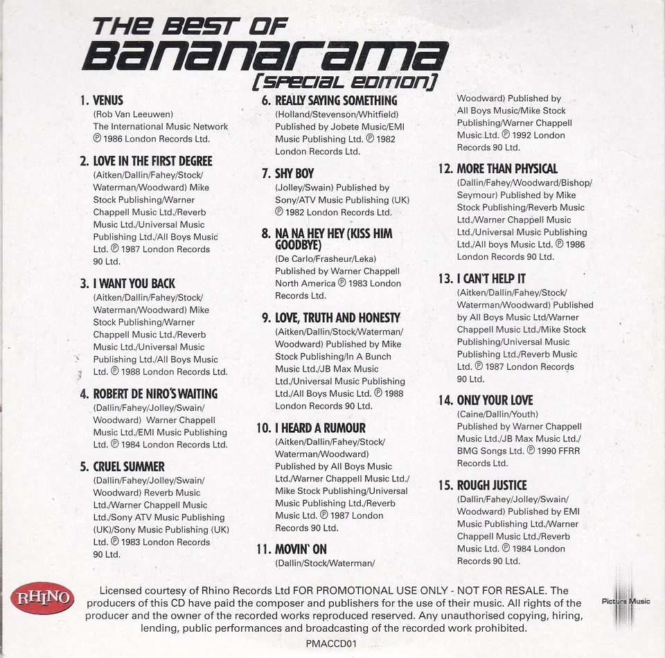 BANANARAMA The Best of Bananarama ( THE MAIL ON SUNDAY Newspaper CD ) - Bild 2 von 3