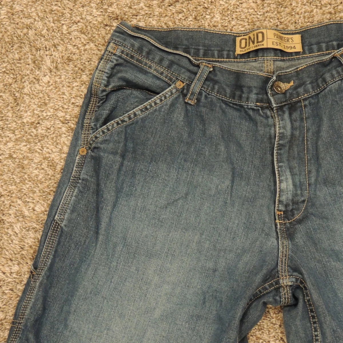 Old Navy Denim Painters Shorts mens Size 32 Carpenter Cargo Blue