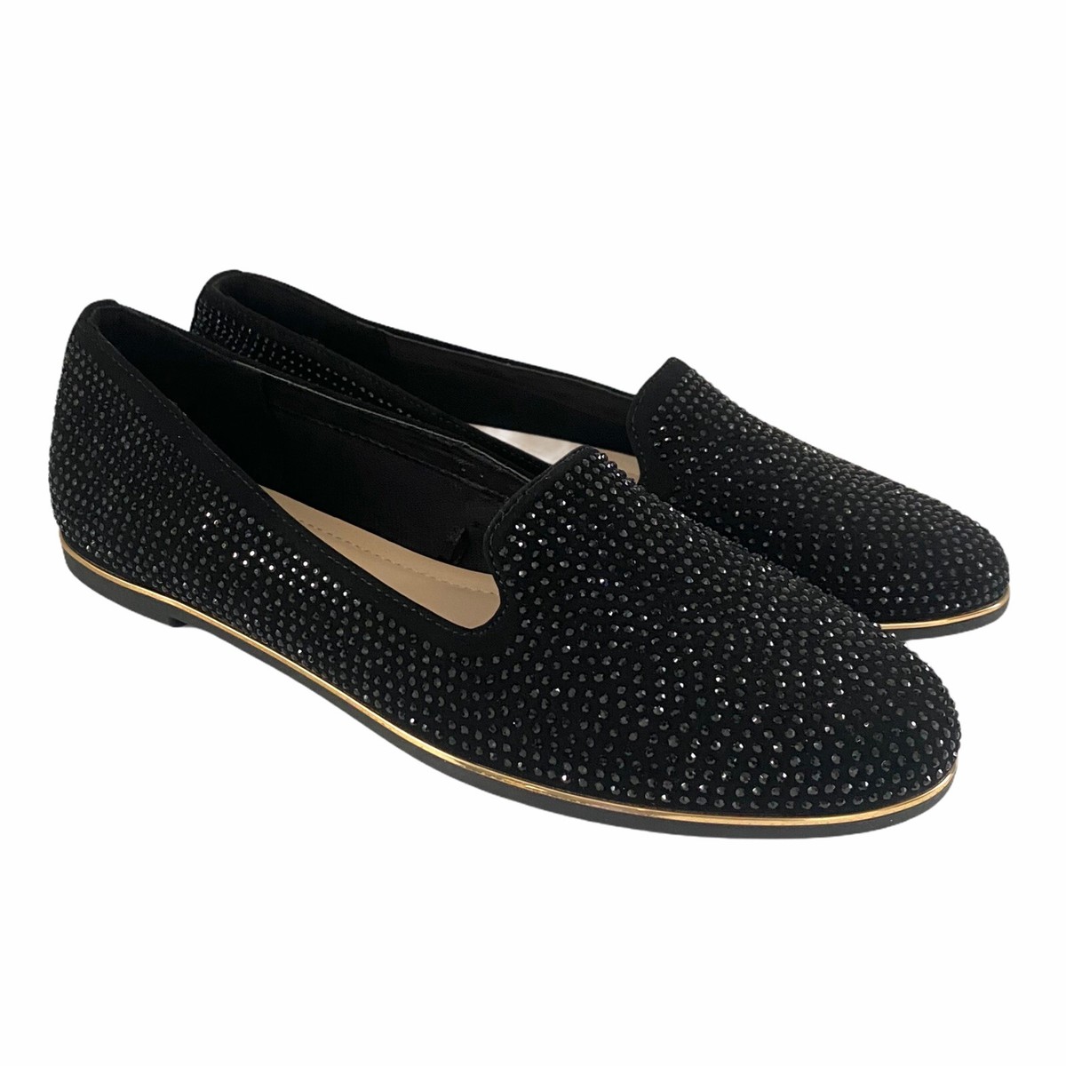 Escarpins Plats à Paillettes FarylRobin - Cuir Noir - Taille 8 US - Neuf Avec Boîte