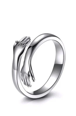 Anello Abbraccio 925 Donna e uomo regolabile cofanetto regalo SPEDIZIONE GRATIS