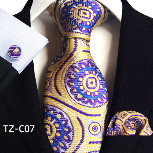 New Classic Floral Blue Red Jacquard Silk Men's Tie Necktie Hanky Cufflink Set - Picture 51 of 67