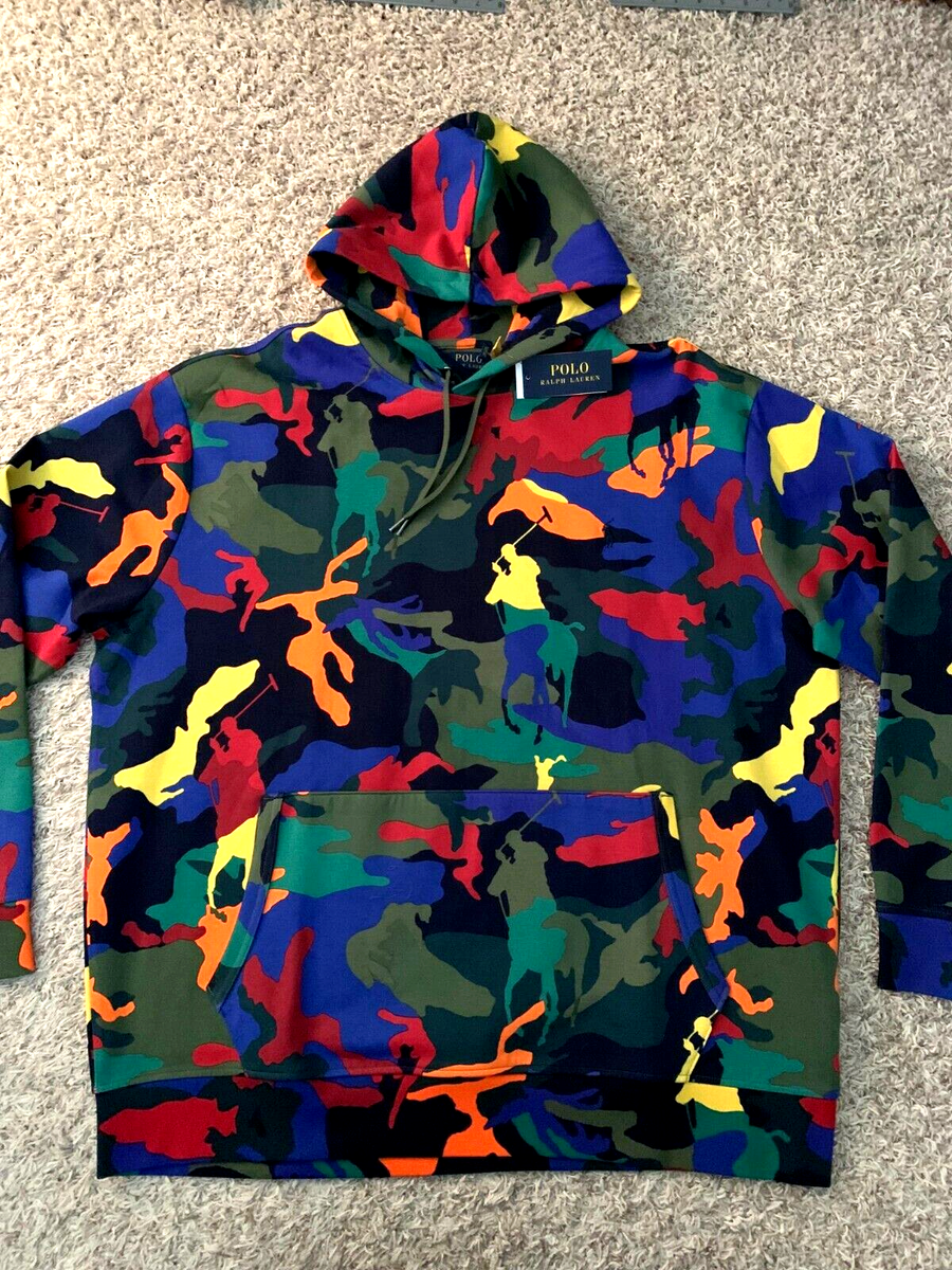 NWT Ralph Lauren Hoodie Sweatshirt Multicolor Camo Big Pony