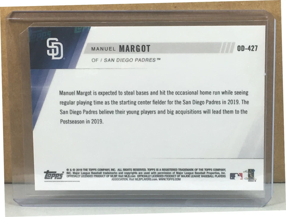 2019 TOPPS NOW ROAD TO OPENING DAY #OD-427 MANUEL MARGOT SD PADRES PRINT RUN 373 - Image 2 of 2