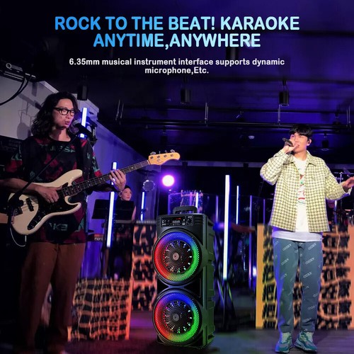 6000W Portable Bluetooth Speaker Sub Woofer Heavy Bass Sound System Party Mic UK - Picture 12 of 14