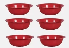 6 Pack Cereal Soup Bowls 6.5" Wide BPA-FREE Plastic 2.5 Cups Red Free Shipping