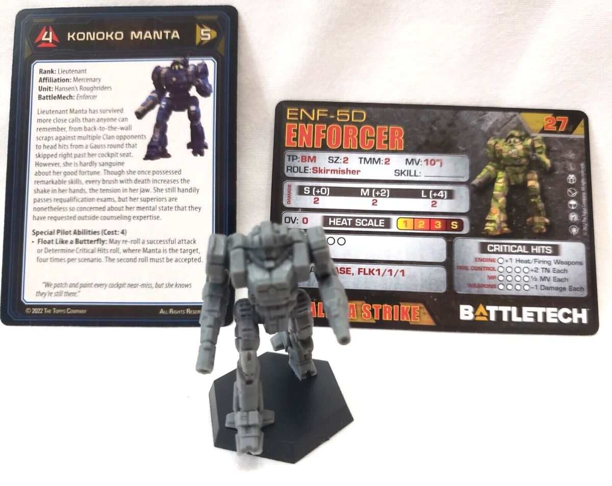 Battletech Enforcer Mech + Pilot Cards Catalyst Hansen's