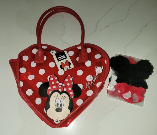 NWT Disney Minnie Mouse Heart Red Clear Bow Bag Travel Plastic Hair Ties Primark - 第 1/8 張圖片