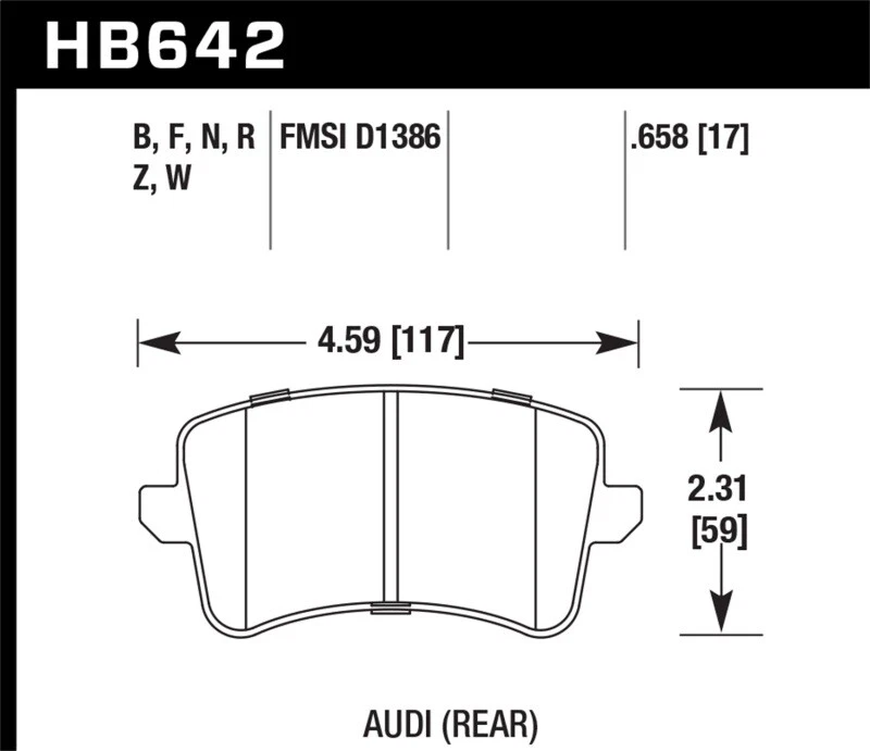 Pastillas de freno traseras de cerámica Hawk HB642Z.658 para Audi A4/Q5 S4/S5/SQ5 2009-2017 2,0 L Foto 2 de 4