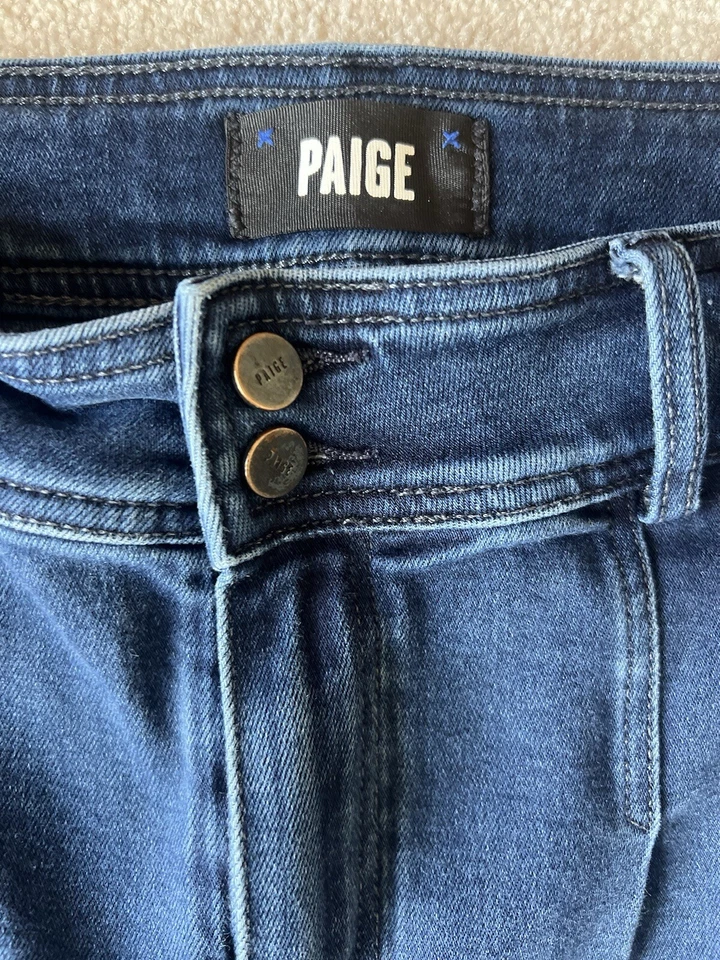 Pantalones de mezclilla Paige Anessa pierna ancha tiro alto cintura corta talla 27 pantalón de dardo Anthropologie Foto 3 de 4