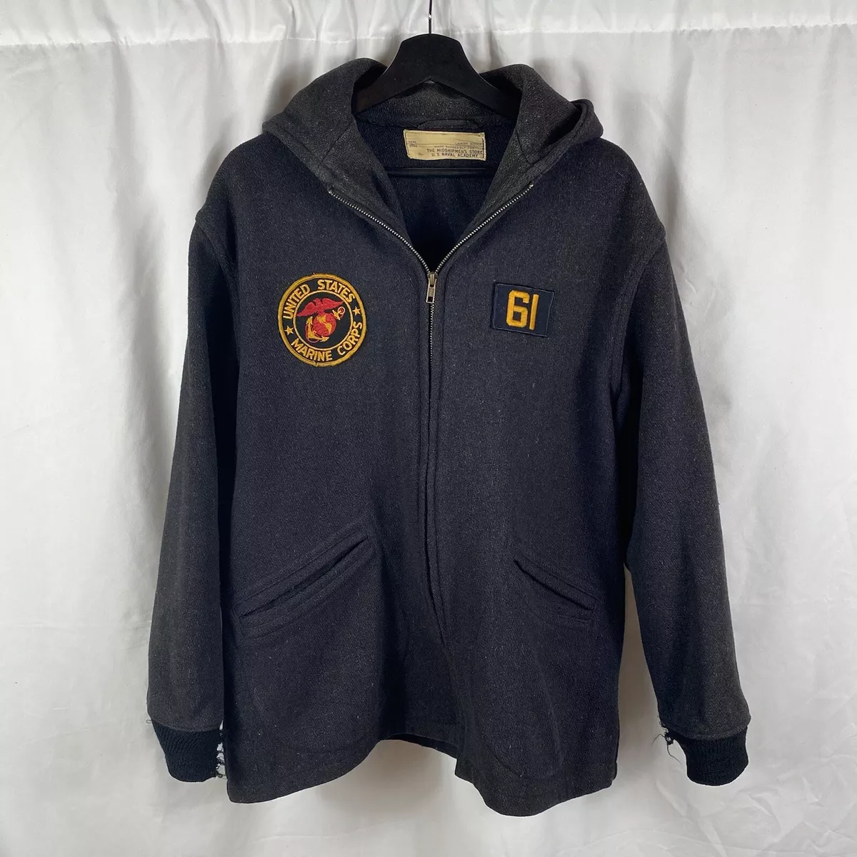 Vintage 1950s US Navy Academy Jacket Hoodie USMC