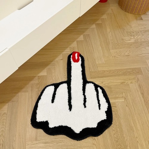 58X80 CM Red Middle Finger Shaped Bedside Custom Rug/Carpet, Soft, Non-Slip - Picture 4 of 6