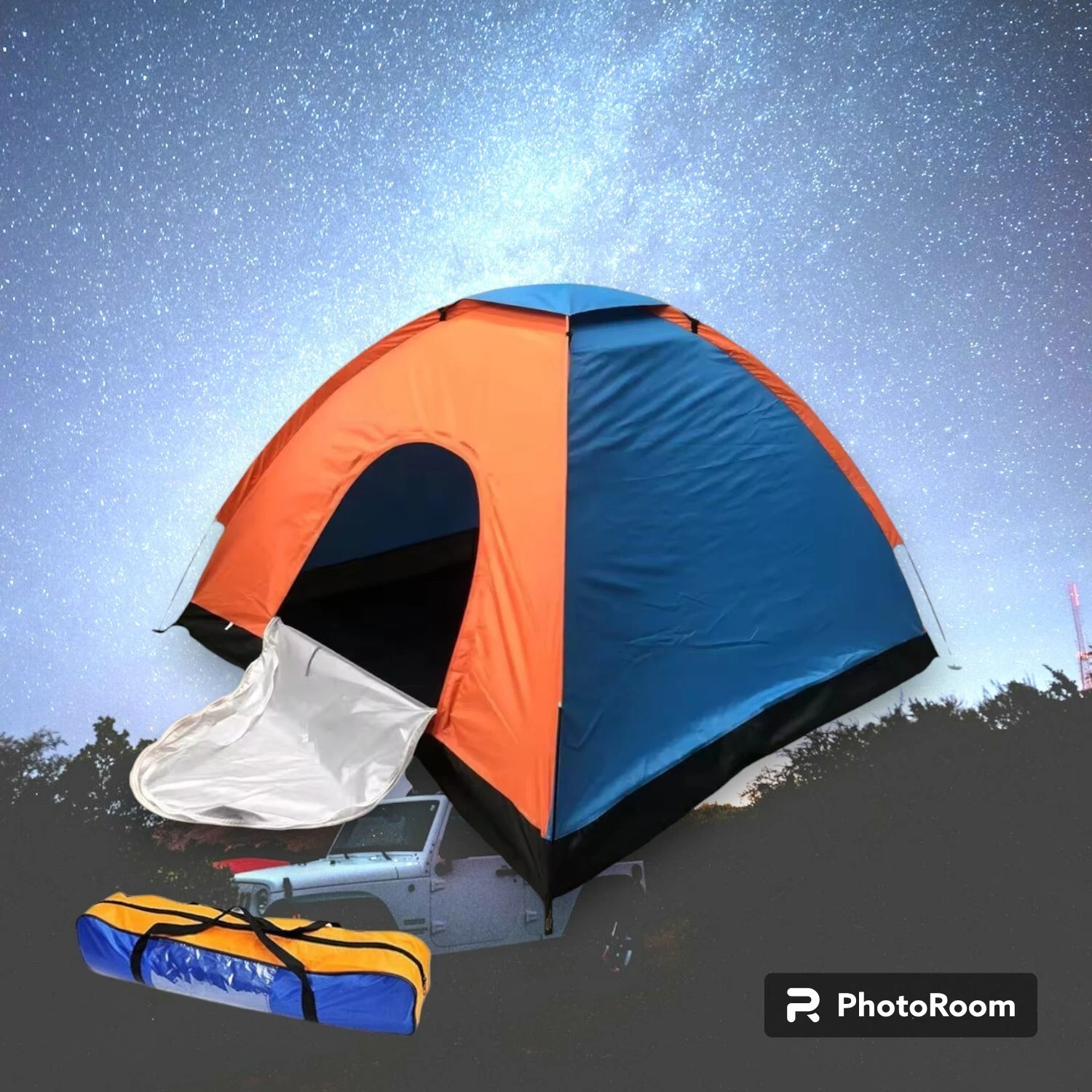 Camping Tent 2-4 People - Portable Glamping with Mosquito Net, Open Roof