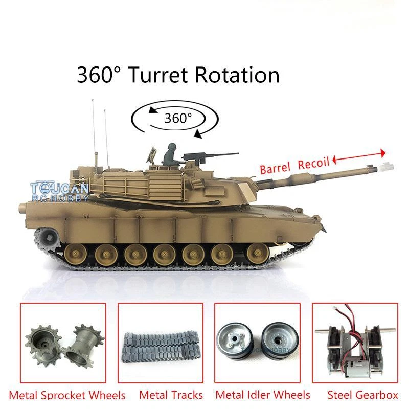 Henglong 1/16 7.0 Upgraded M1A2 Abrams RC Tank 3918 IR Battle BB Barrel Recoil - Image 2 of 2