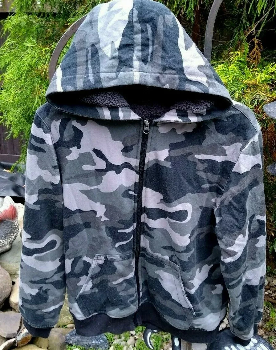 Faded Glory Jacket Zip-up Boys Hoodie Camoflage Sz 14 16