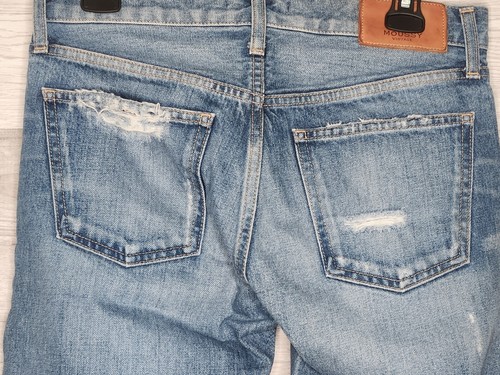 MOUSSY Vintage Destroyed Mid Rise Tapered Leg Cuffed SAAB Denim Jeans Size 25 - Picture 6 of 7