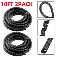 2Pc 3/4 Hydraulic Hose Spiral Wrap 10ft Wire Protector Guard Cable Organizer New