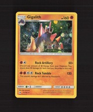 Carta Pokemon rara Gigalith 71/149 Sole e Luna Cosmos Holo LP