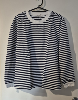 Essentials by Tchibo Damen Strickpullover L blau-weiß gestreift Langarm Rundhals