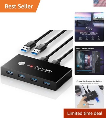 High-Speed USB 3.0 Hub with KVM Switch for 2 Computers - User-Friendly Design